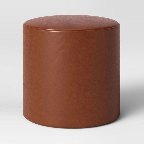 Project 62 Other - Project 62 - Bodrum Round Upholstered Ottoman Caramel Faux Leat Caramel